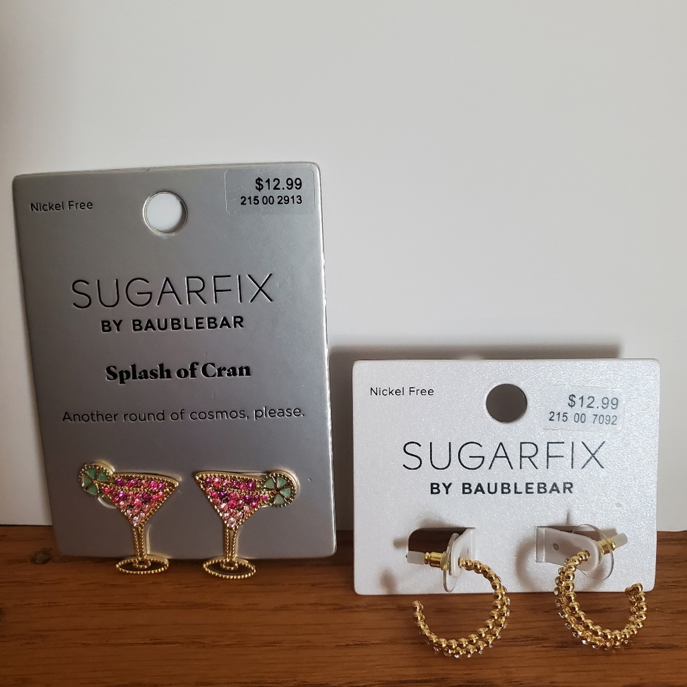 Sugarfix By BaubleBar Gold Hoops And Splash Of Cran Bundle